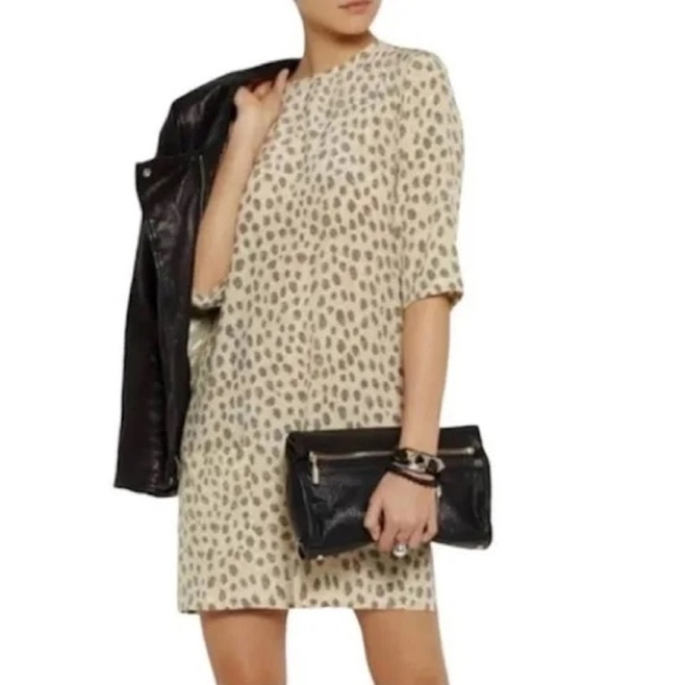 Equipment Aubrey Leopard Print 100% Silk Shift Dress Sz XS